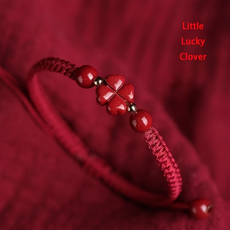Braided Lucky Red Cord Bracele - Red Clover Flower recension och pris