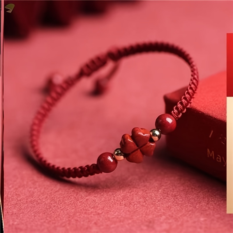 Braided Lucky Red Cord Bracele - Red Clover Flower recension och pris