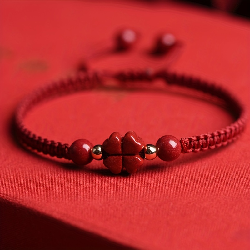 Braided Lucky Red Cord Bracele - Red Clover Flower recension och pris