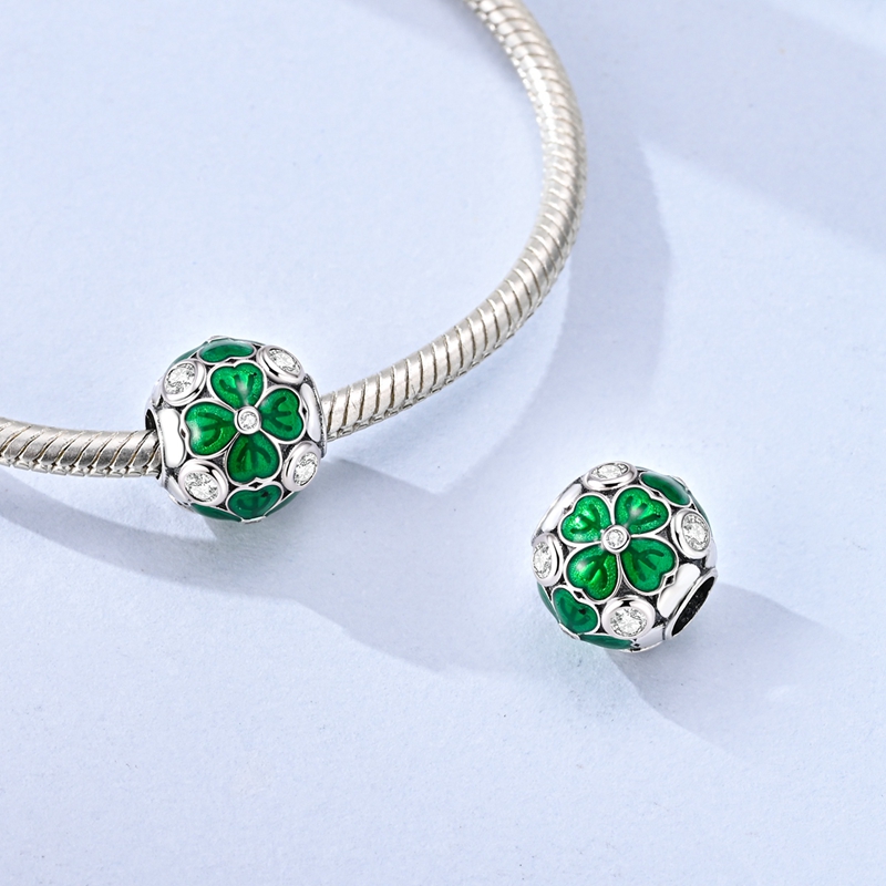 New 925 Sterling Silver Green  - Red Clover Flower recension och pris