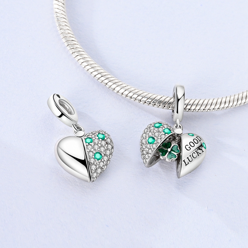 925 Sterling Silver Green Char - Red Clover Flower recension och pris